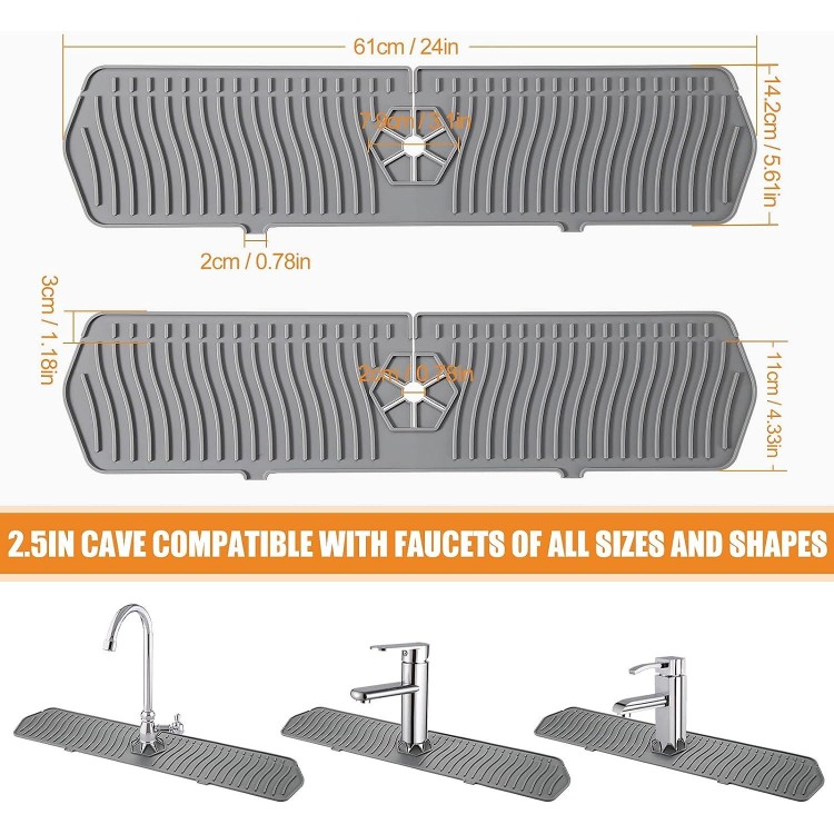 COBETE Kitchen Sink Splash Guard, 24in Faucet Mat Splash Catcher