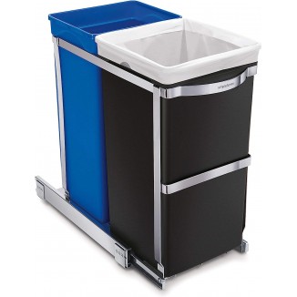 Dual Compartment Under Counter Kitchen Cabinet Pull-Out Recycling Bin