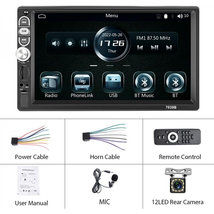 Hikity Single Din Car Stereo 7 Inch Touchscreen