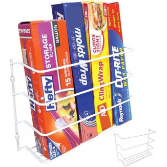 Evelots Plastic and Foil Wrap Organizer on Cabinet Door or Pantry Wall Rack