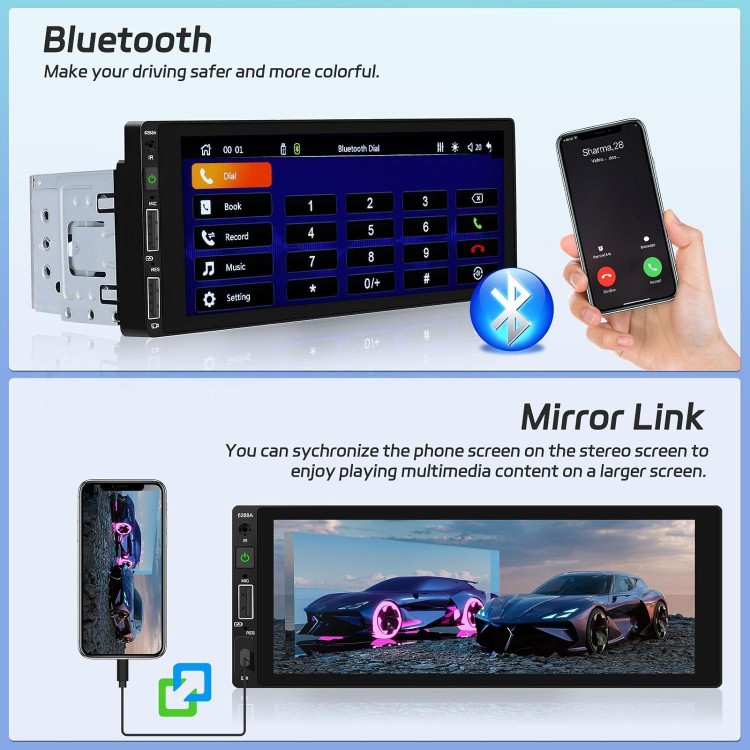 6.9 Inch Single Din Apple Carplay Car Stereo Touchscreen Car Radio with Bluetooth