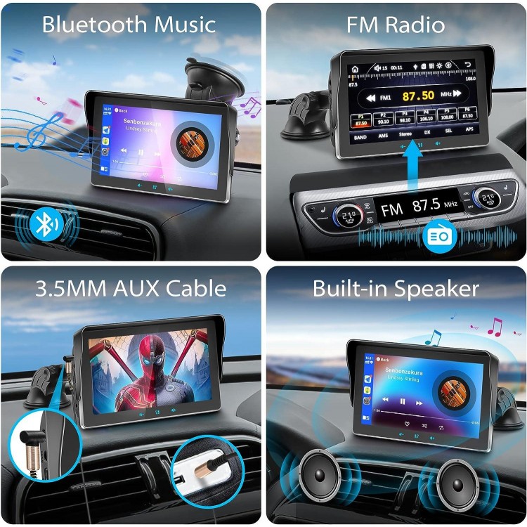 Newest Portable for Apple Carplay Wireless Android Auto,Stereo Car Radio 7 Inch IPS Touch Screen Multimedia Player