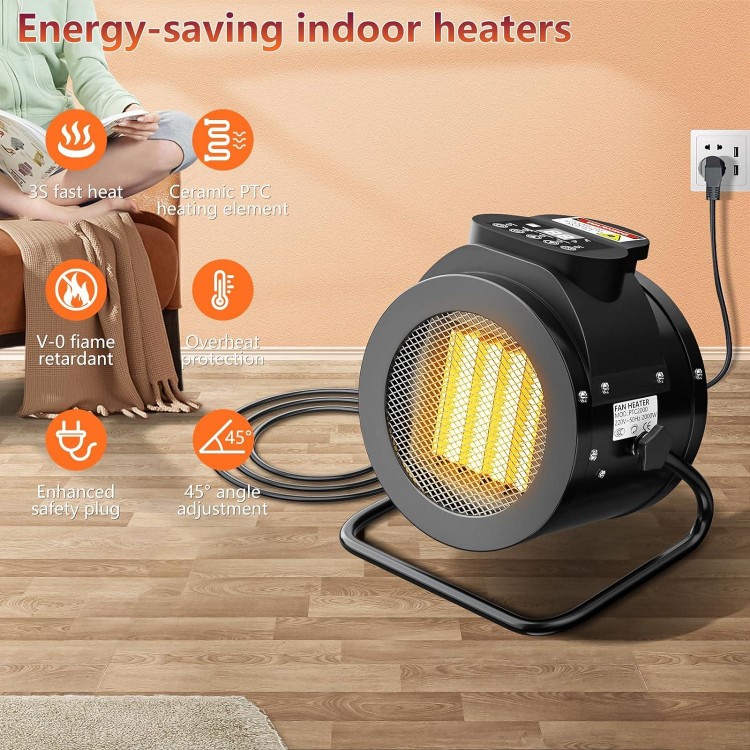 2000W Electric Space Heater with Remote, Space Heaters for Indoor Use