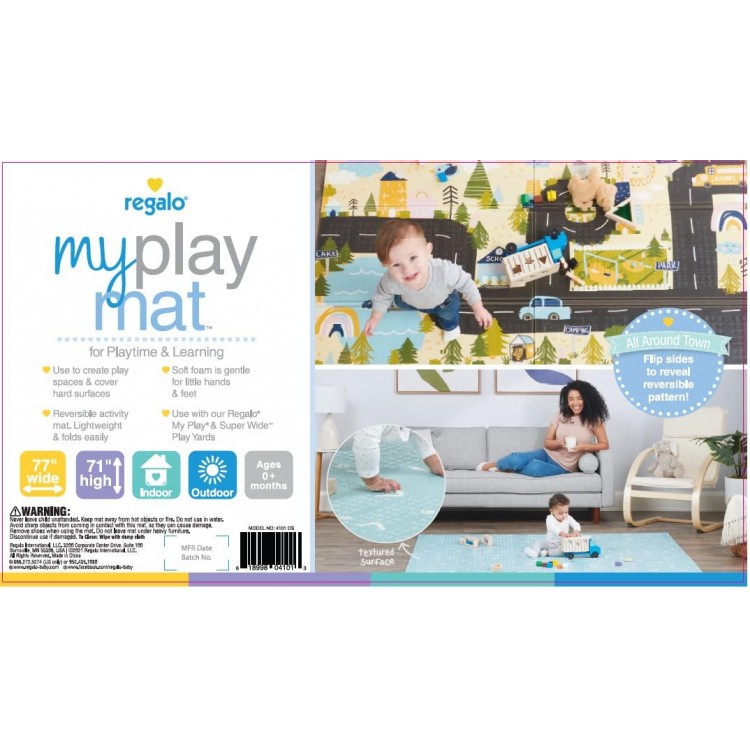 Regalo Play Mat, Foldable & Reversible, Waterproof, Bonus Kit, Includes Travel Case With Carry Strap