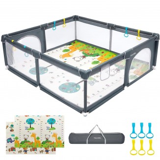 YUEJOIKL Baby Playpen with Mat, Indoor & Outdoor Extra Large Kids Activity Center