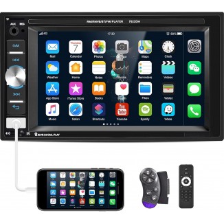 UNITOPSCI Double Din Car Stereo 6.2 Inch Touch Screen Bluetooth Car Radio Mirror Link Car Multimedia Player FM/AUX Audio