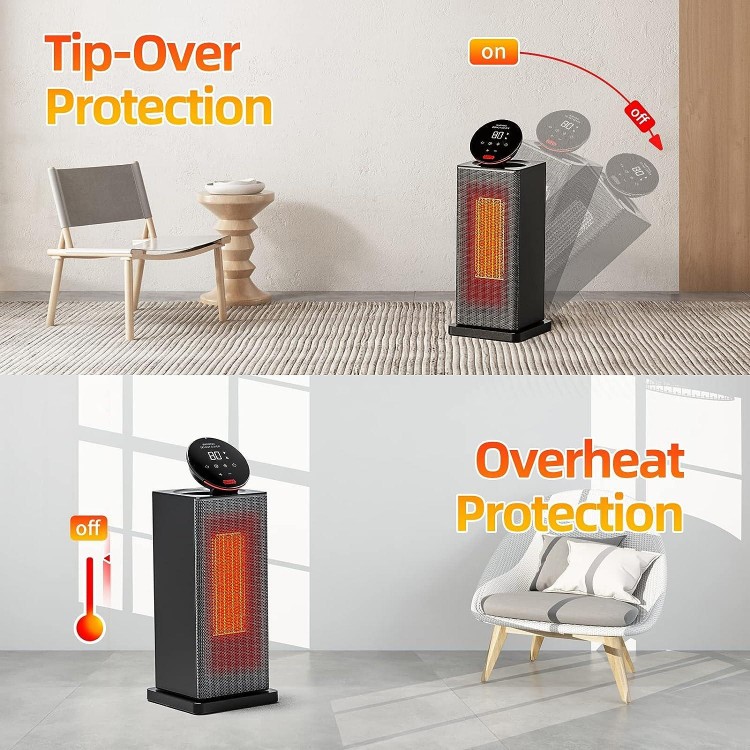 Space Heater,1500w Oscillating Heater For Indoor Use With Eco Thermostat