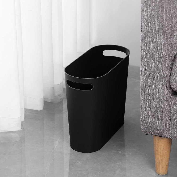 rejomiik Small Trash Can,Slim Garbage Can Plastic Waste Basket with Handles