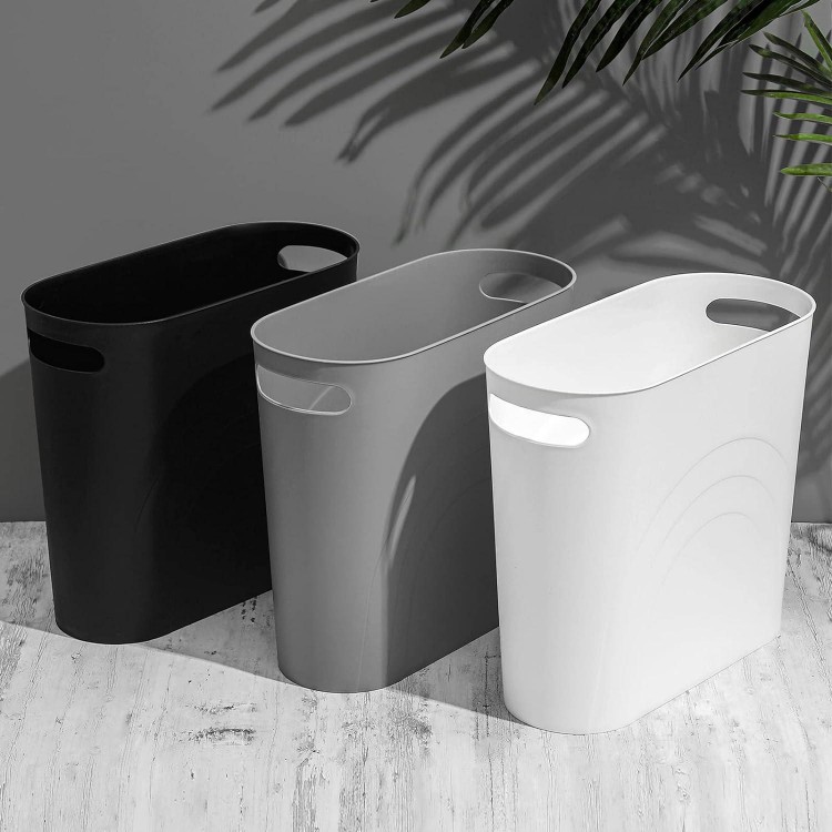 rejomiik Small Trash Can,Slim Garbage Can Plastic Waste Basket with Handles