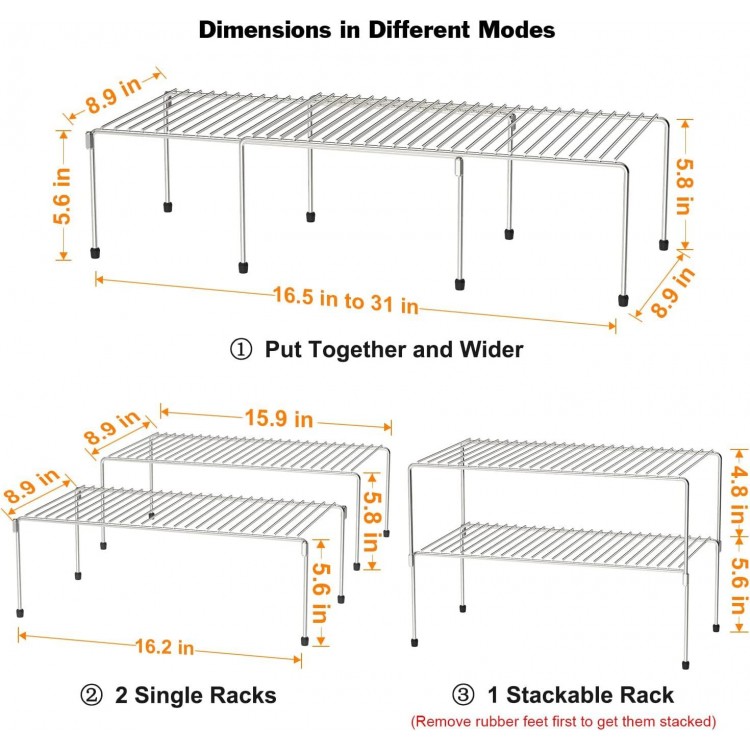 WOSOVO Kitchen Cabinet Organizer and Storage Shelves Stackable Expandable