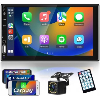 7 Inch Double Din Car Stereo Apple CarPlay & Android Auto 1024 * 600 HD Touchscreen Car Radio Receiver