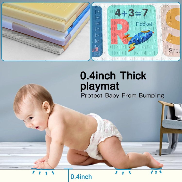 SANNI Reversible Baby Play Mat, Foldable, Thick Foam Mat For Crawling, Infants