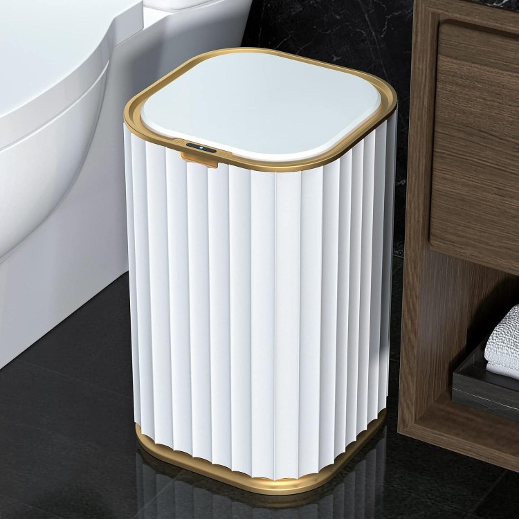 Automatic Trash Can,Waterproof Slim Touchless Bathroom Garbage Can