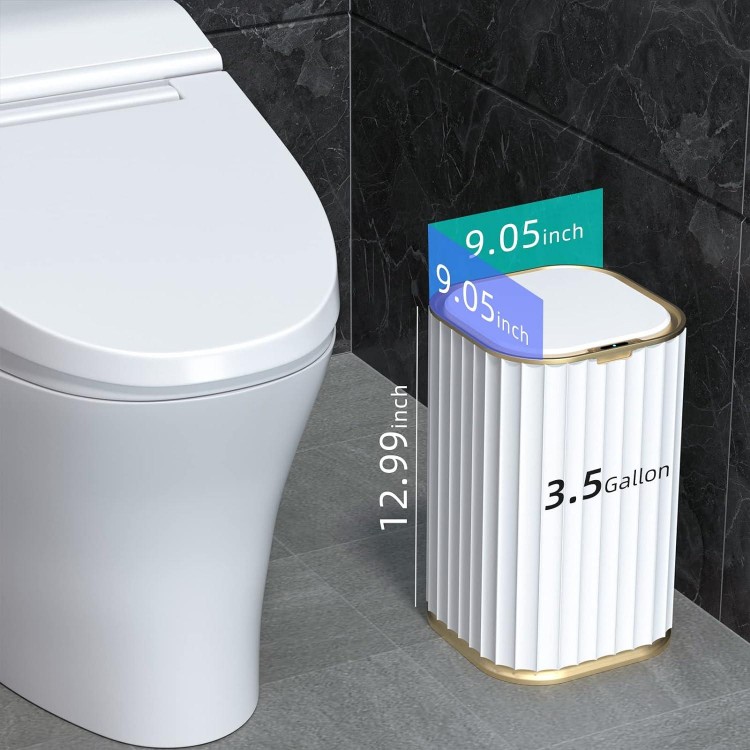 Automatic Trash Can,Waterproof Slim Touchless Bathroom Garbage Can
