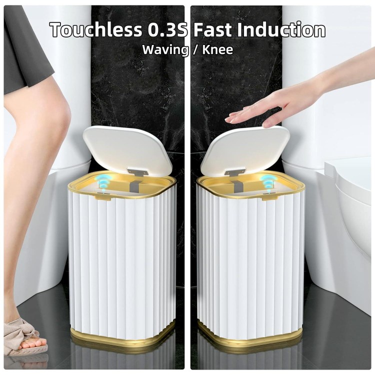 Automatic Trash Can,Waterproof Slim Touchless Bathroom Garbage Can