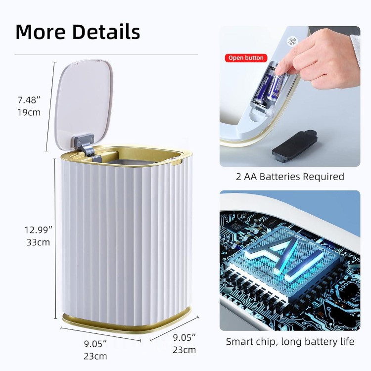 Automatic Trash Can,Waterproof Slim Touchless Bathroom Garbage Can