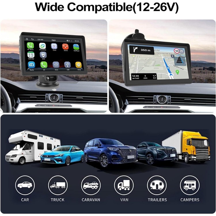 2023 Newest Wireless Apple Carplay & Android Auto, 7 Inch Touchscreen Automatic Multimedia Player