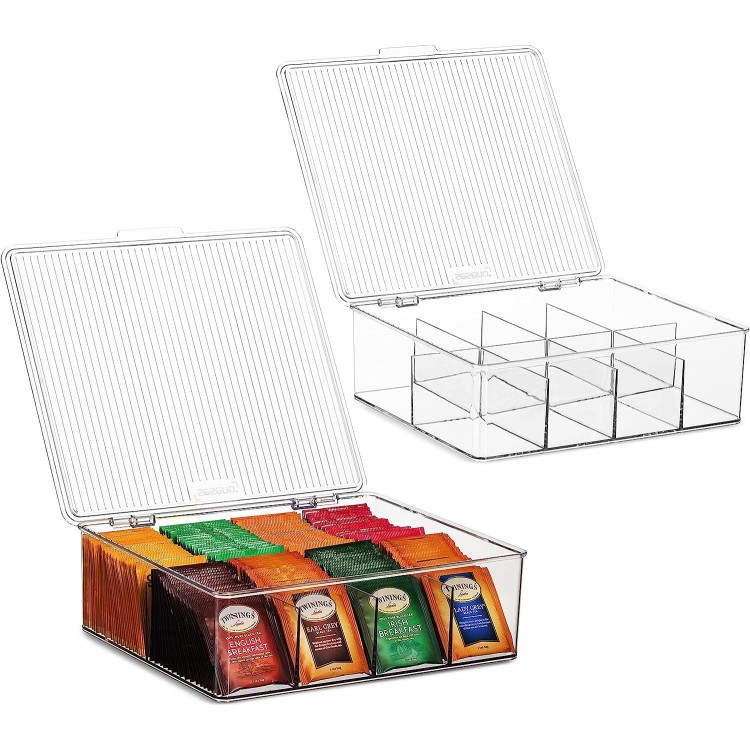 Seseno 2 Pack Large Stackable Plastic Tea Bag Organizer Holds