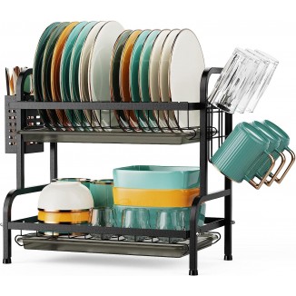 Swedecor Dish Drying Rack Dish Rack with Cup Holder and Utensil Holder