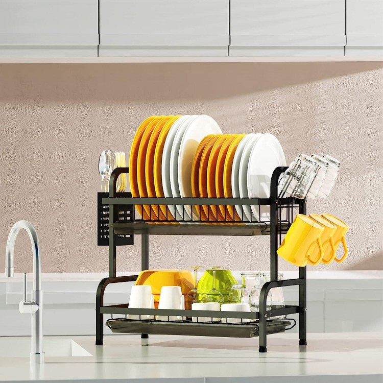 Swedecor Dish Drying Rack Dish Rack with Cup Holder and Utensil Holder