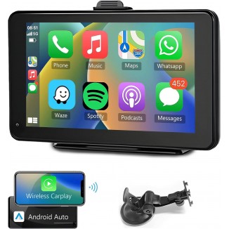 Podofo Wireless Apple Car Play Portable Car Screen, 7'' HD IPS Touchscreen Car Radio Receiver