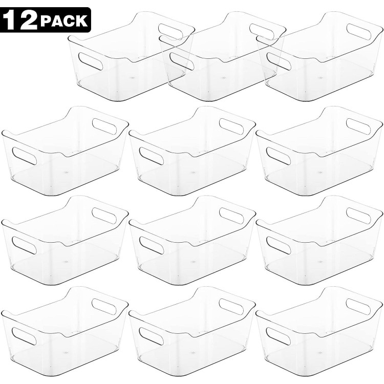 Tiawudi 12 Pack Plastic Storage Bins, Multi-Use Organizer Bins