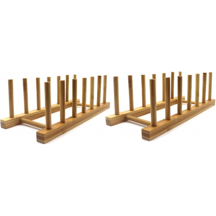 INNERNEED Bamboo Wooden Plate Racks Holder Kitchen Storage Cabinet Organizer