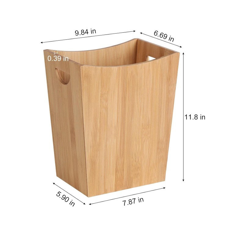 Bamboo Trash Can Wastebasket, for Bedroom, Bathroom, Kitchen, Office