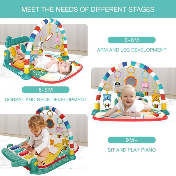 Lcasio Musical Baby Gyms Play Mats Musical Activity Mat Piano Baby Play Gym Tummy Time Padded Mat