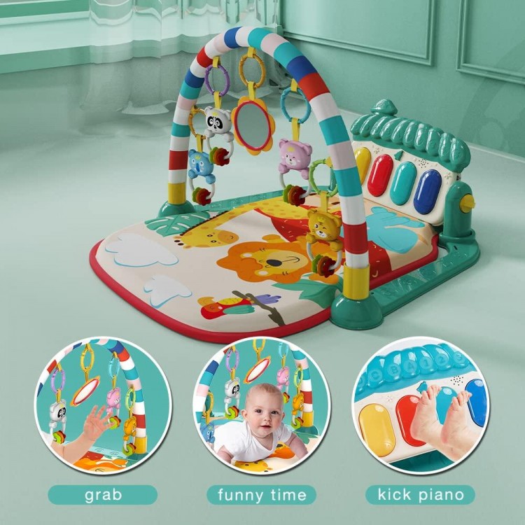Lcasio Musical Baby Gyms Play Mats Musical Activity Mat Piano Baby Play Gym Tummy Time Padded Mat