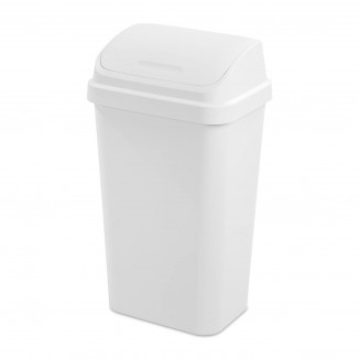 Flat Side Lidded Wastebasket Trash Can for Kitchen,Garage,or Workspace