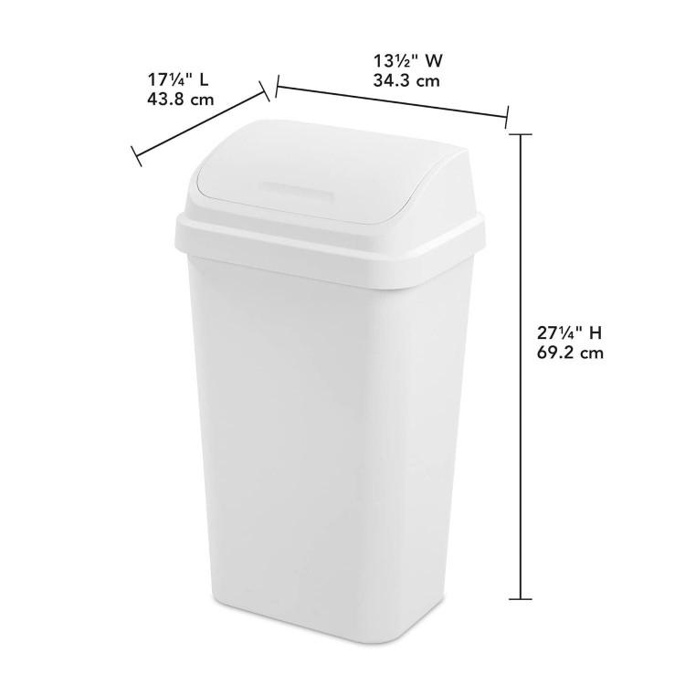 Flat Side Lidded Wastebasket Trash Can for Kitchen,Garage,or Workspace