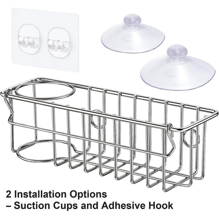 3-In-1 Sponge Holder for Kitchen Sink, Hanging Sink Caddy Organizer Rack