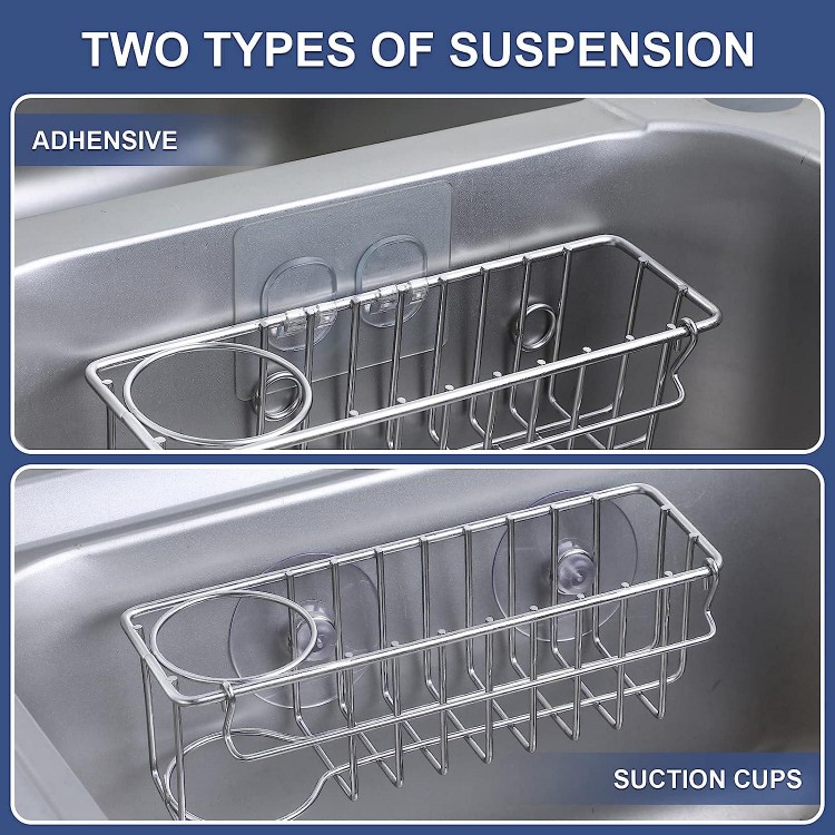 3-In-1 Sponge Holder for Kitchen Sink, Hanging Sink Caddy Organizer Rack