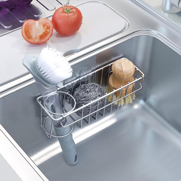 3-In-1 Sponge Holder for Kitchen Sink, Hanging Sink Caddy Organizer Rack