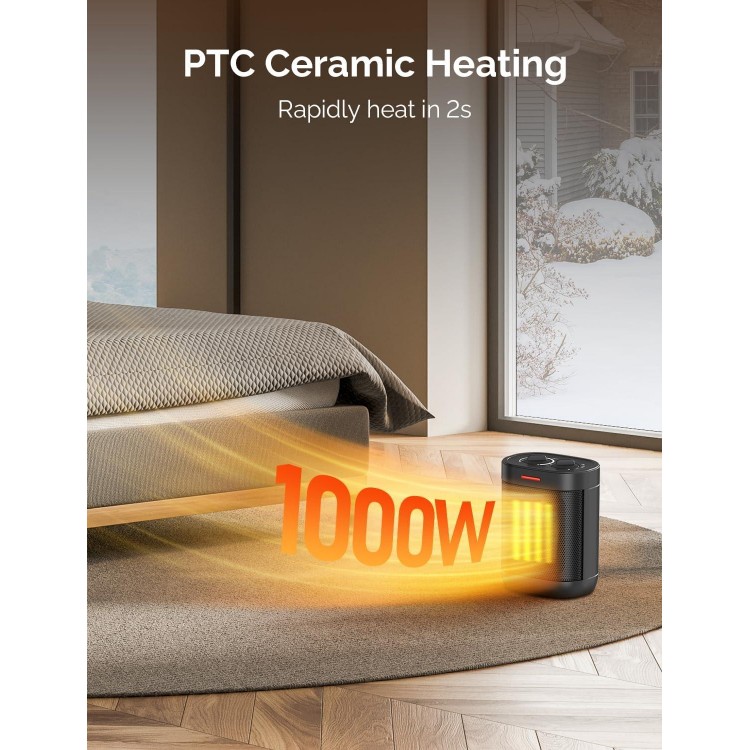 1000W Small Indoor Space Heaters - PTC Ceramic Personal Heater