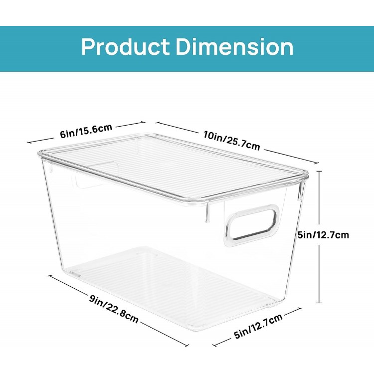 Vtopmart Clear Stackable Storage Bins with Lids, Plastic Containers with Handle