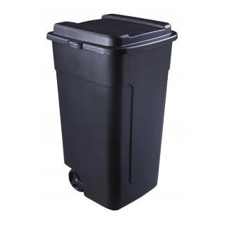 50 gal Wheeled Plastic Garage Trash Can, Black