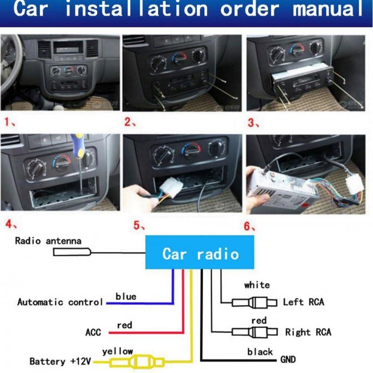 PolarLander Universal 1 Din 12V in-Dash Car Radio Audio Player Built-in 2 Speaker Stereo FM Support Bluetooth