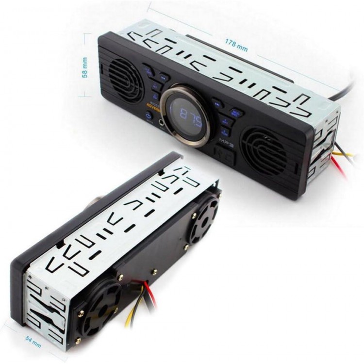 PolarLander Universal 1 Din 12V in-Dash Car Radio Audio Player Built-in 2 Speaker Stereo FM Support Bluetooth