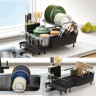 Runnatal Large Dish Drying Rack with Drainboard Set, Detachable 2-in-1
