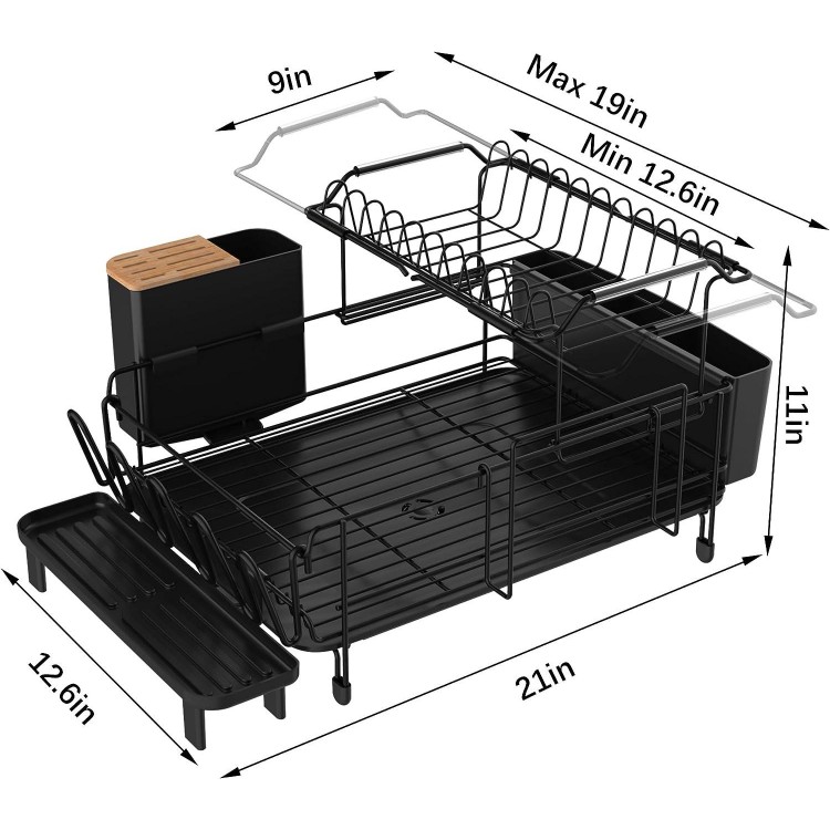 Runnatal Large Dish Drying Rack with Drainboard Set, Detachable 2-in-1