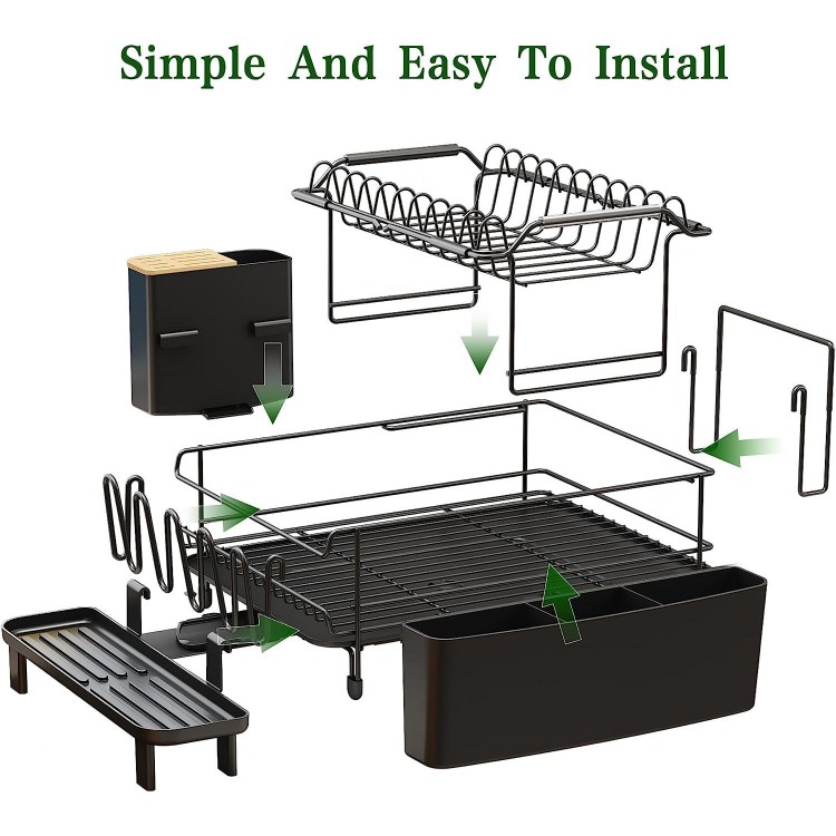 Runnatal Large Dish Drying Rack with Drainboard Set, Detachable 2-in-1