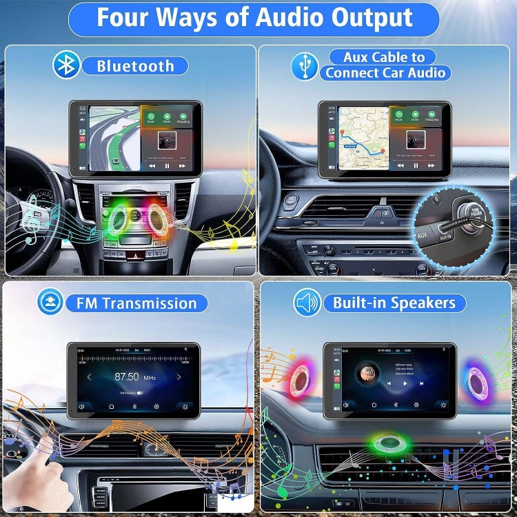 PASLDA Portable Newest Wireless Apple CarPlay and Android Auto Screen for Car, 7 HD Touch Screen Car Stereo