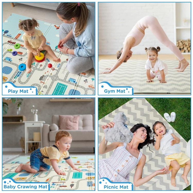 beiens Baby Play Mat Foldable,Portable Baby Crawling Mat Waterproof Anti-Slip Puzzle Mat