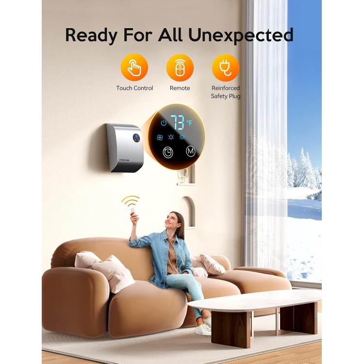 VAGKRI Electric Wall Heaters, 2S 1500W Fast Heating Space Heaters