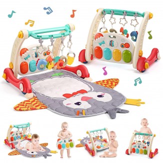 CUTE STONE Baby Gym Play Mat & Baby Learning Walker