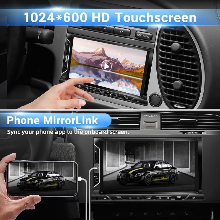 7 Inch Double Din Car Stereo Support Apple CarPlay Android Auto Mirror Link Capacitive Touchscreen Monitor Car Play Radio