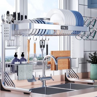 VNKZI Over Sink Dish Drying Rack，Multifunctional Expandable Counter