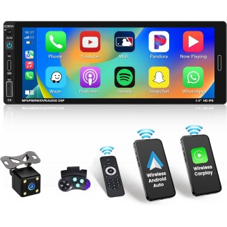 Roinvou Single Din Car Stereo Compatible with Wireless Apple Carplay and Android Auto